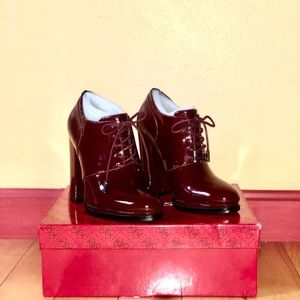 Dark Cherry Red Vorsila Pointed Toe Guess Booties